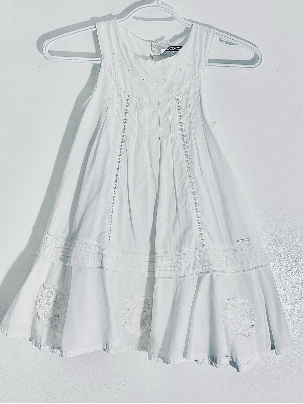 Vintage French OOXOO Eyelet Lace & Pintuck Angel Dress 6Y / 114cm Boho Resort